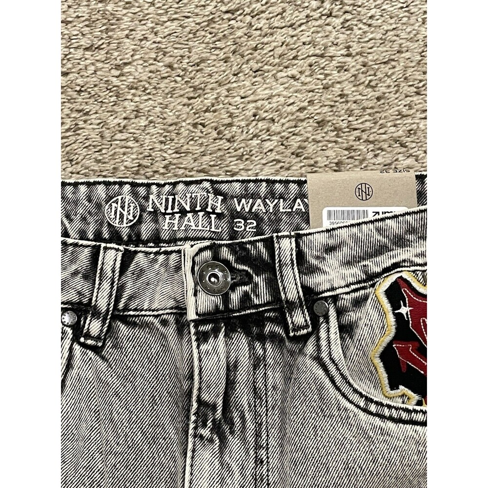 Ninth Hall Waylay Black Denim Shorts Mens Womens Unisex Size 32 NEW - Picture 3 of 5